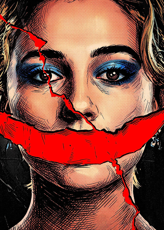 Comic Style Portrait with Red Slash