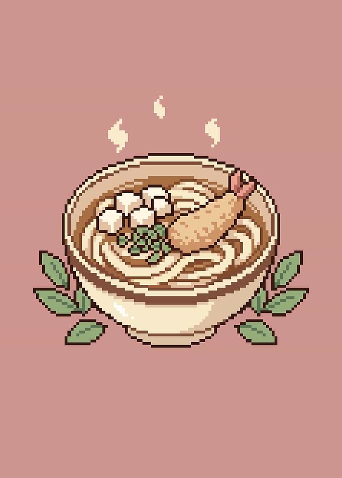 Pixel Art Tempura Udon Bowl