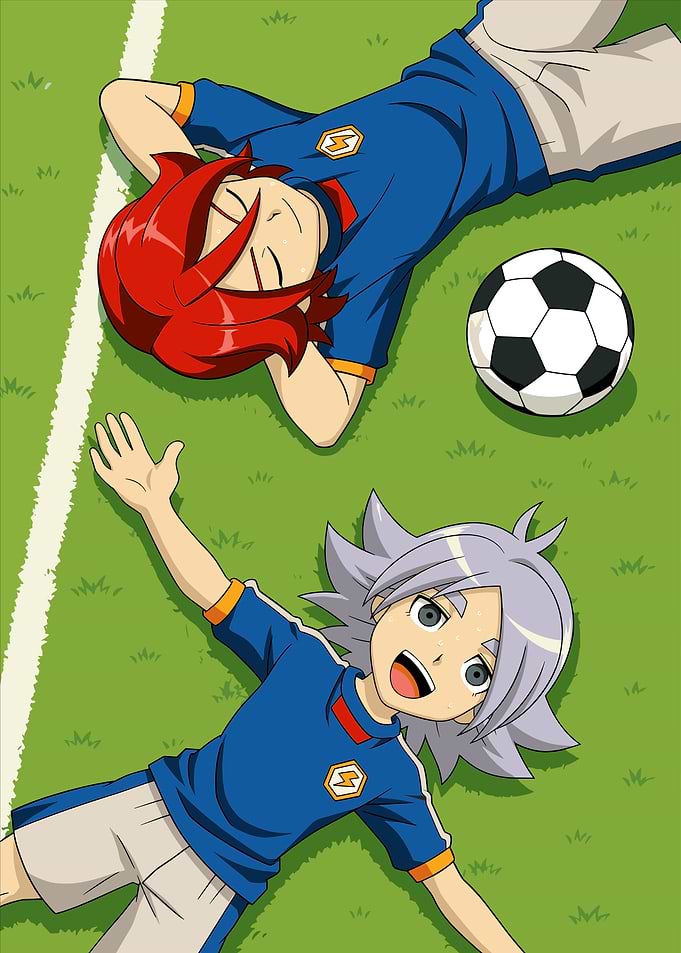 Inazuma Eleven Characters Resting on Field