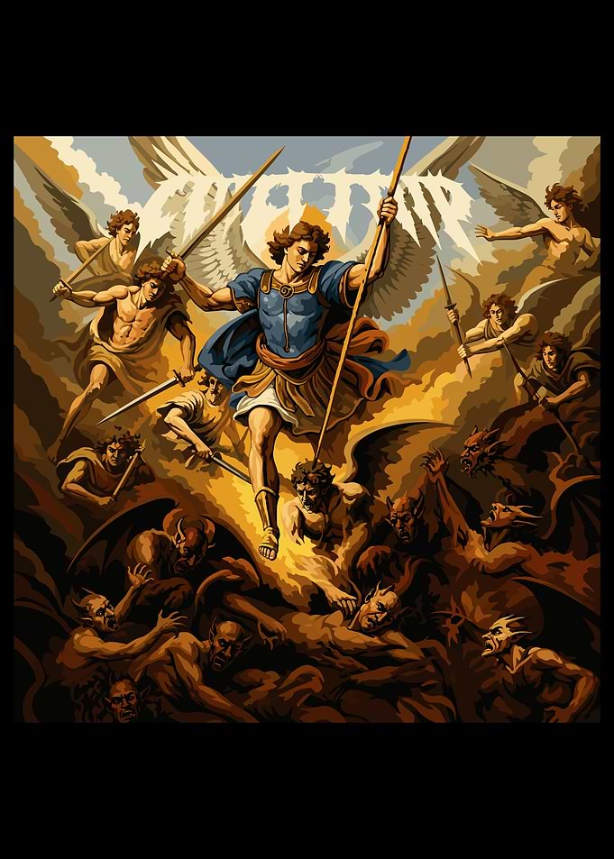 Saint Michael Defeating Satan Pixel Art