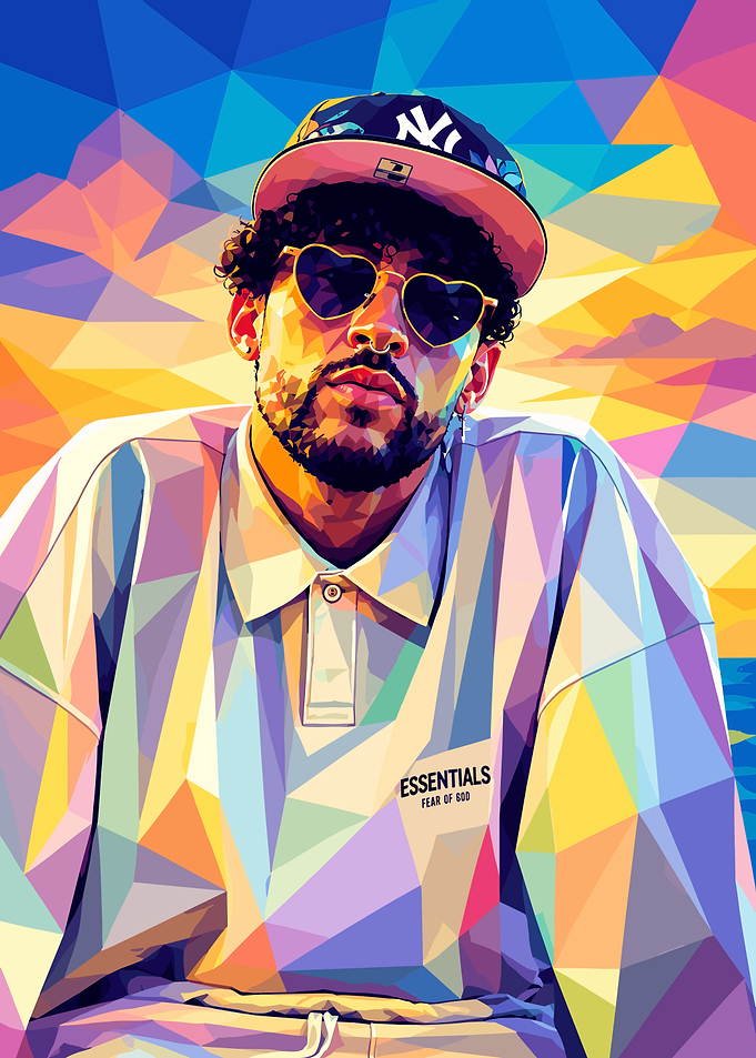 Bad Bunny Low Poly Portrait