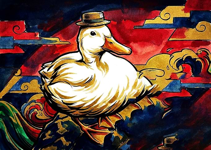 Dapper Duck in Traditional Japanese Style