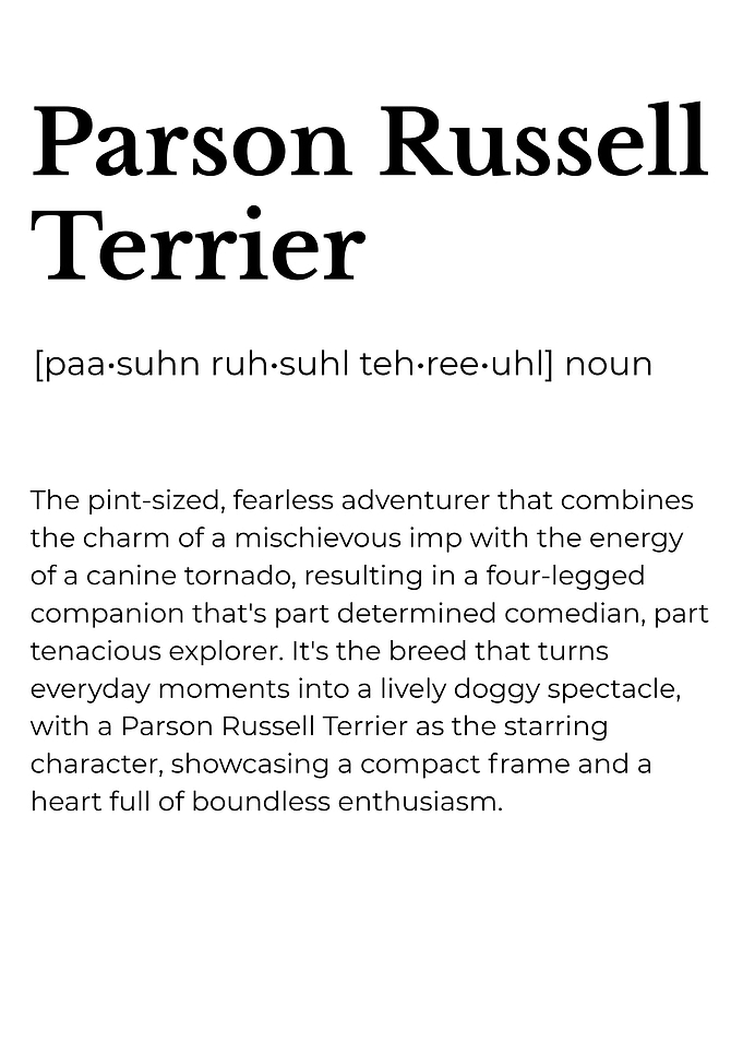 Funny Dog Parson Russell Terrier Definition Poster