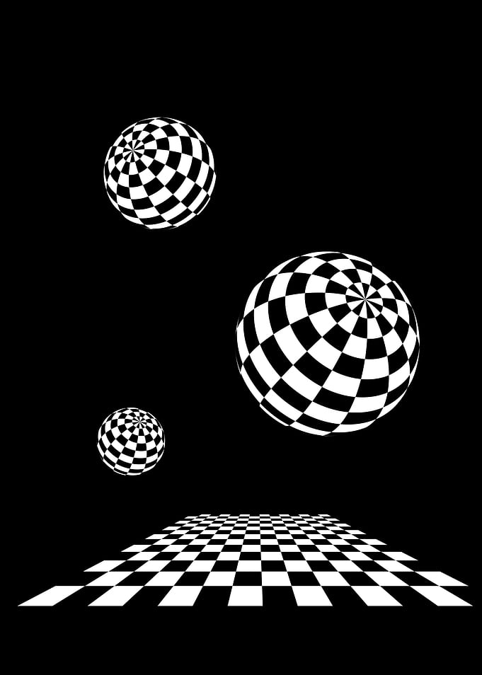 Abstract Checkered Spheres and Floor