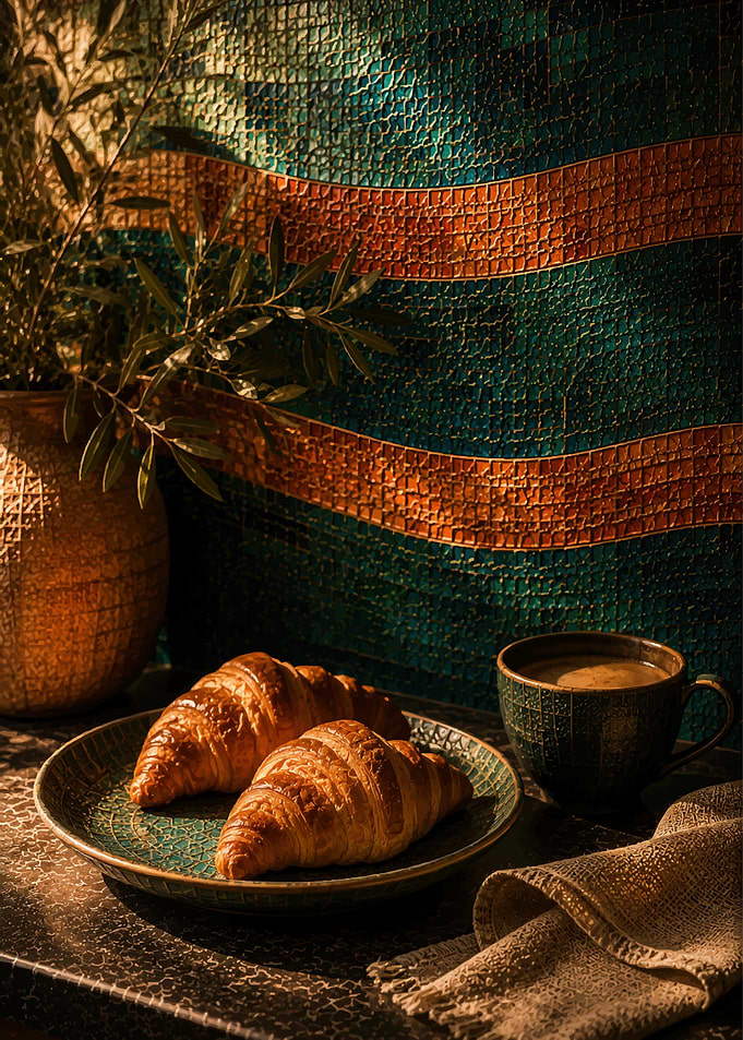 Morning Croissants and Coffee Breakfast