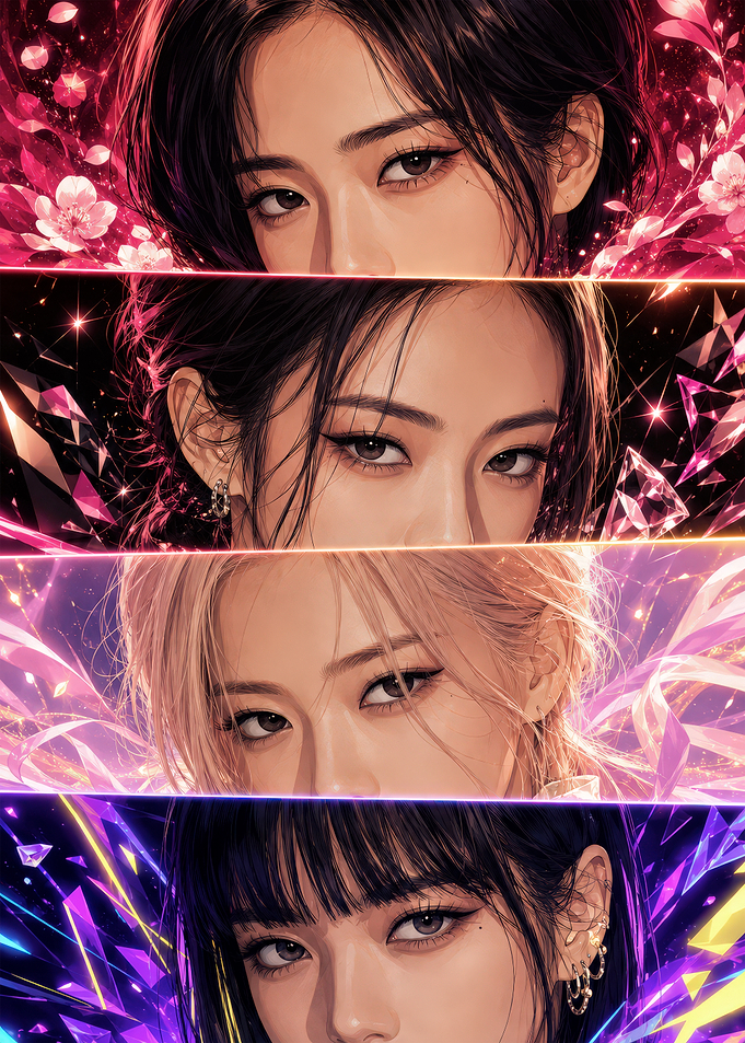 BLACKPINK Members Close-up Portrait Collage