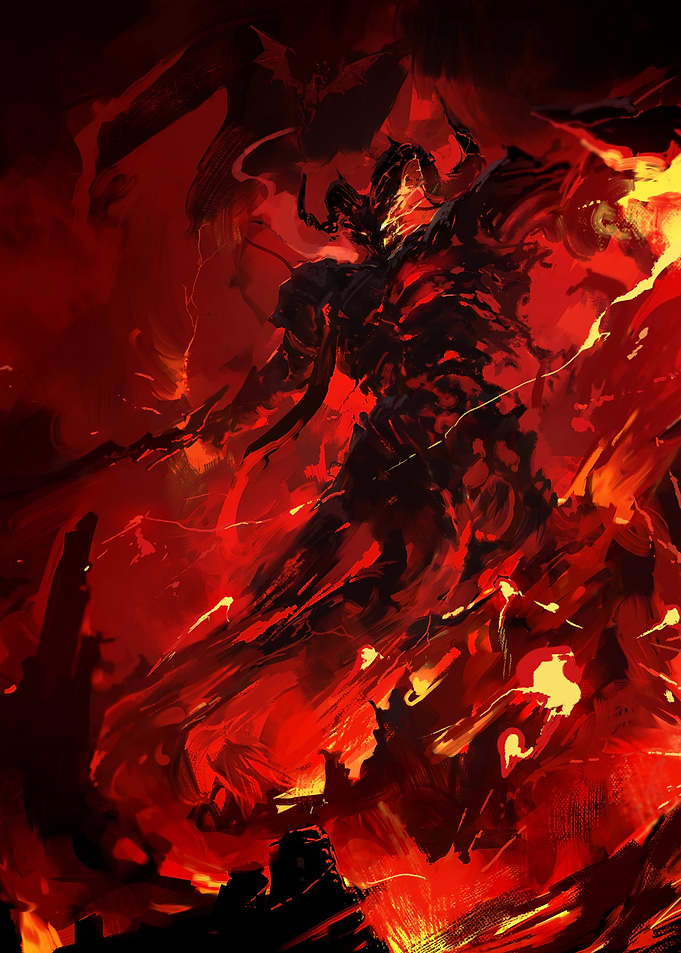 Fiery Demon Warrior in Hell
