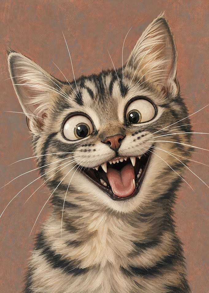 Kitten Wall Art — Funny Painterly Portrait