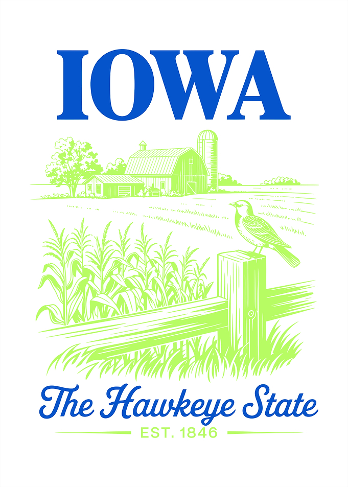 Iowa The Hawkeye State Illustration