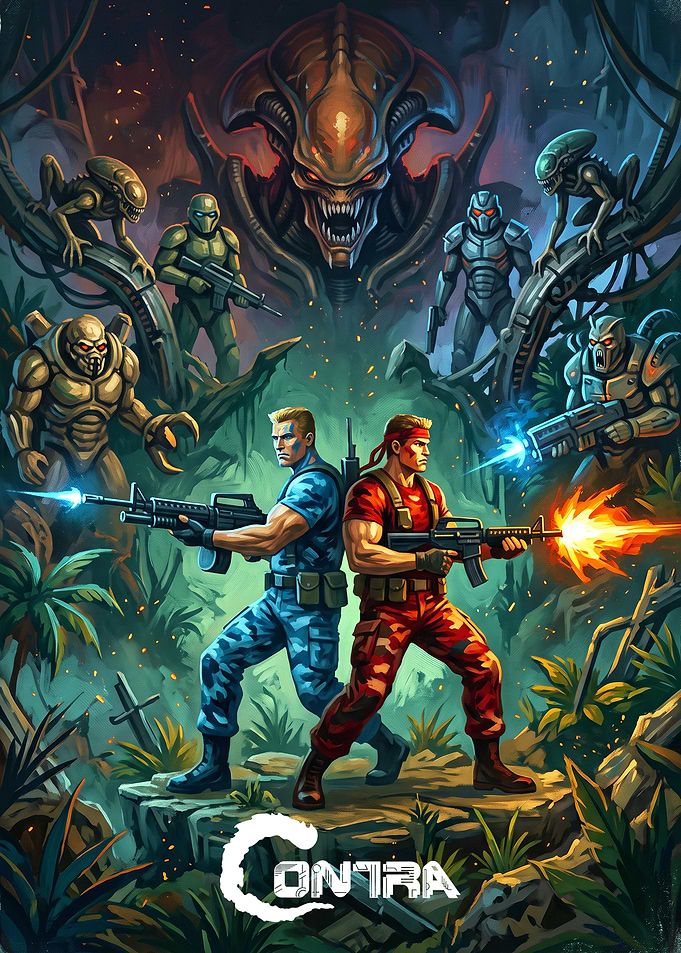 Contra Game Action Poster