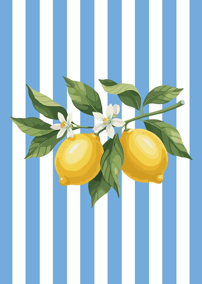Lemon Branch on Blue Stripes