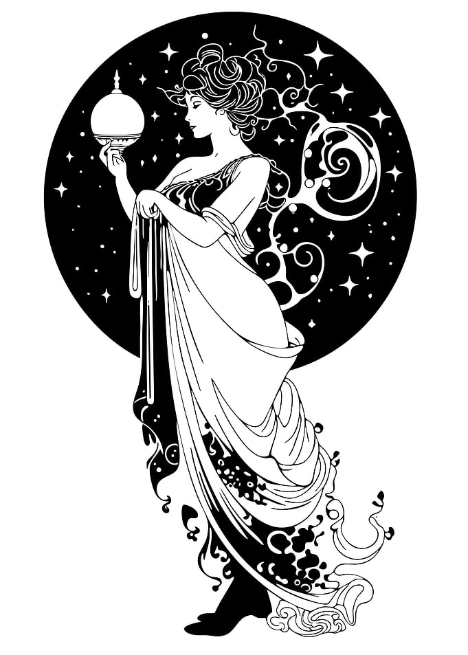 Art Nouveau Celestial Woman Illustration