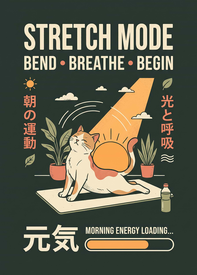 Yoga Cat Morning Energy Poster