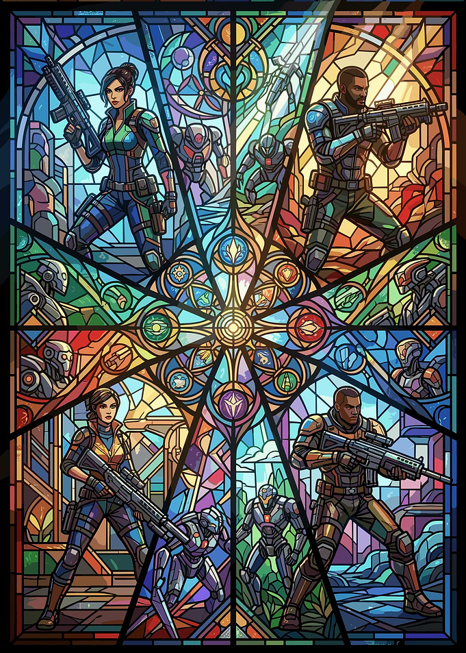 Sci-Fi Stained Glass Gaming Art
