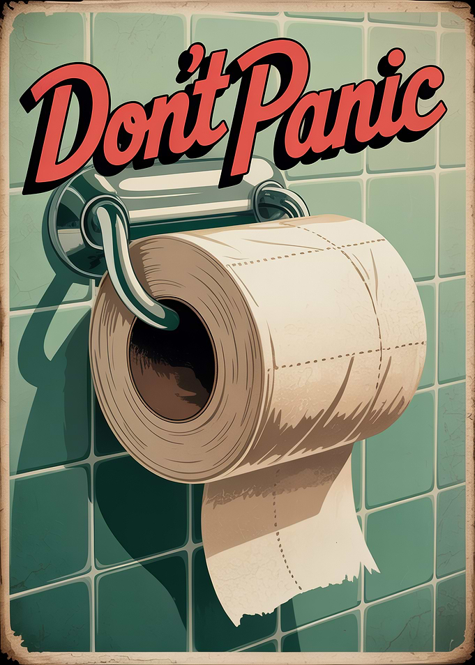 Don't Panic Toilet Paper Poster
