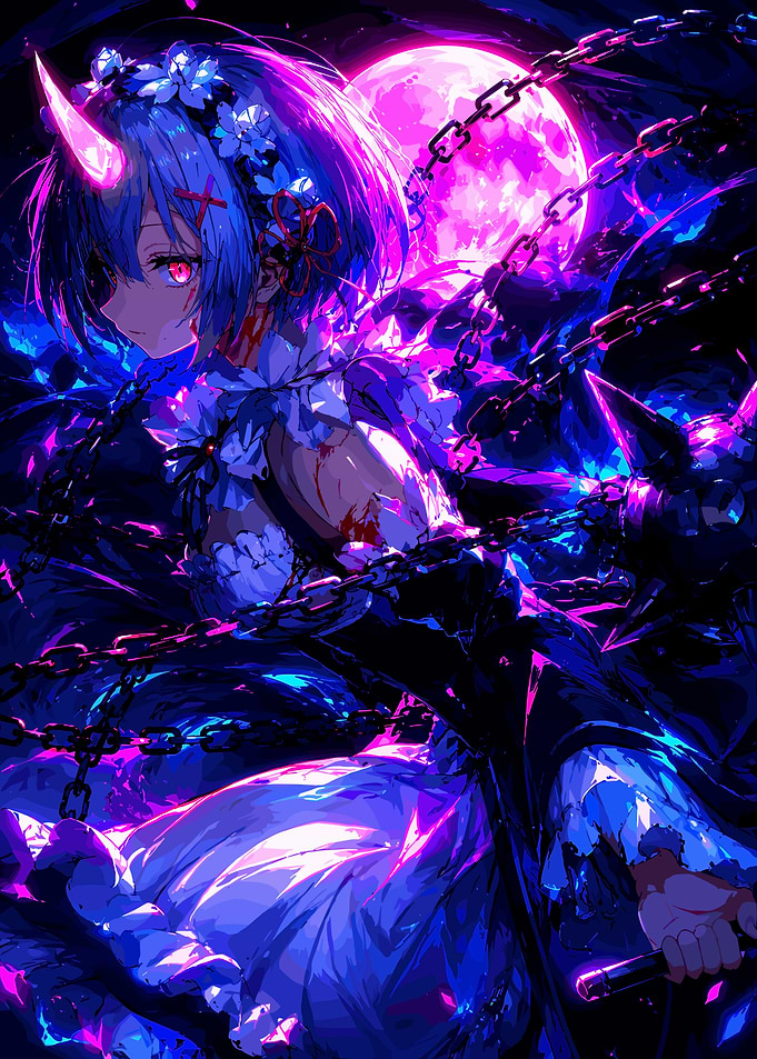 Rem Demon Form Anime Illustration