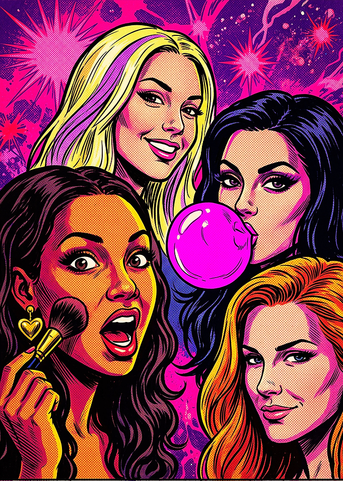 Pop Art Style Four Women Collage