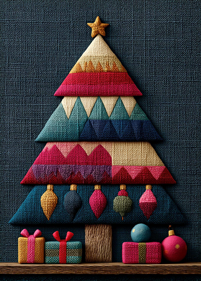 Textured Fabric Christmas Tree Wall Art