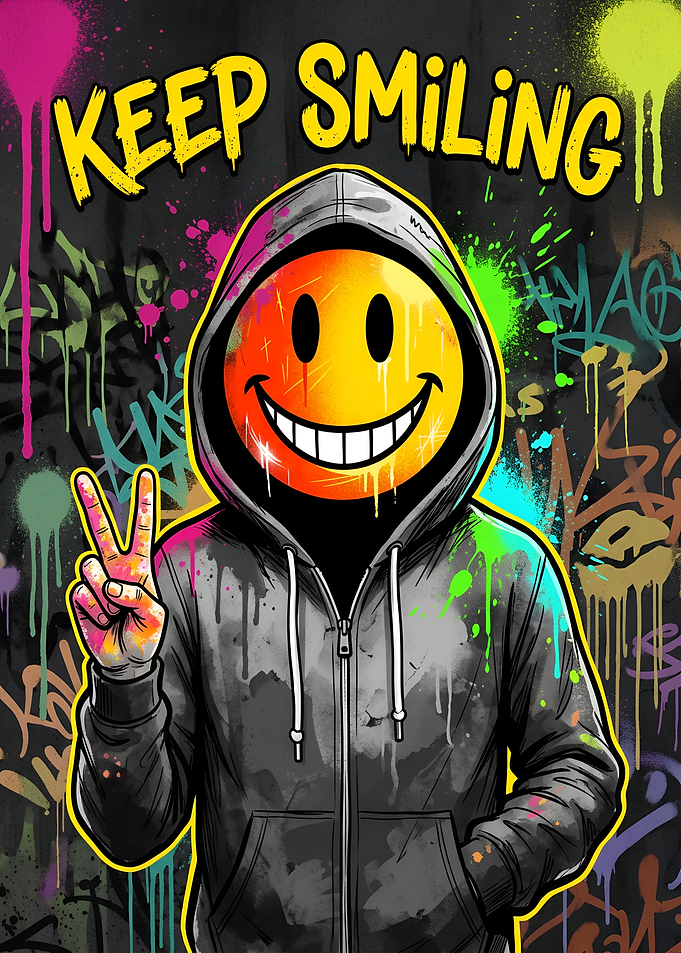 Keep Smiling Graffiti Hoodie Character