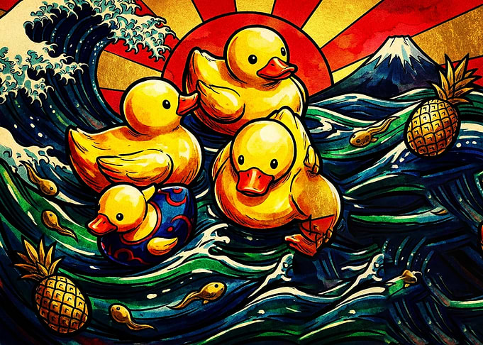 Rubber Ducks in Japanese Wave Style