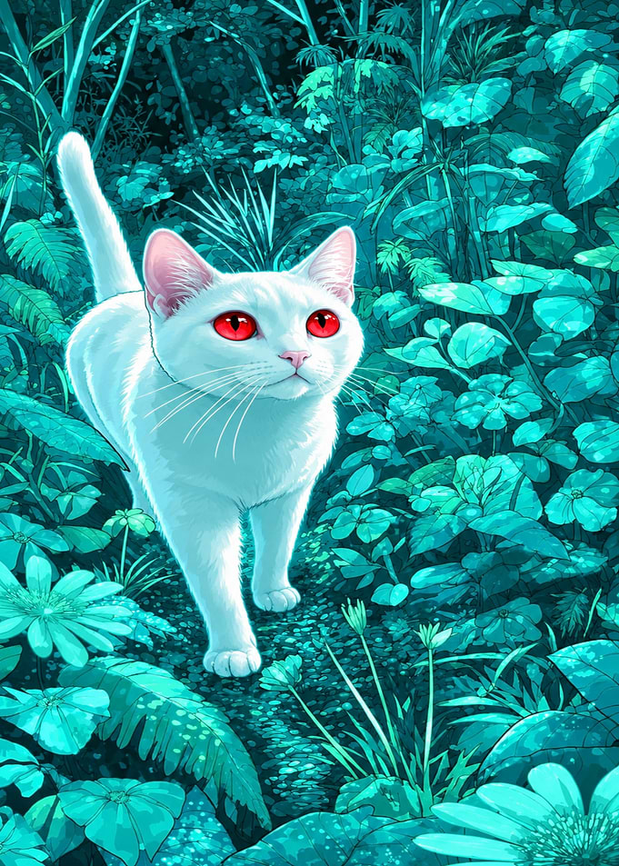 White Cat with Red Eyes