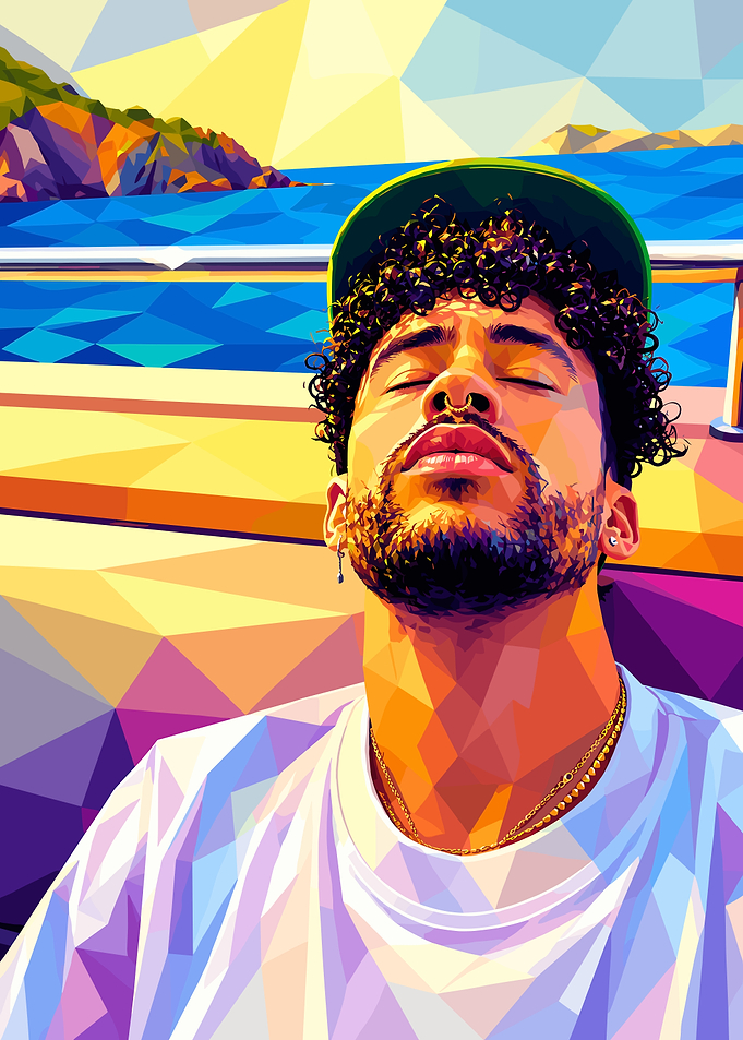 Bad Bunny Low Poly Portrait
