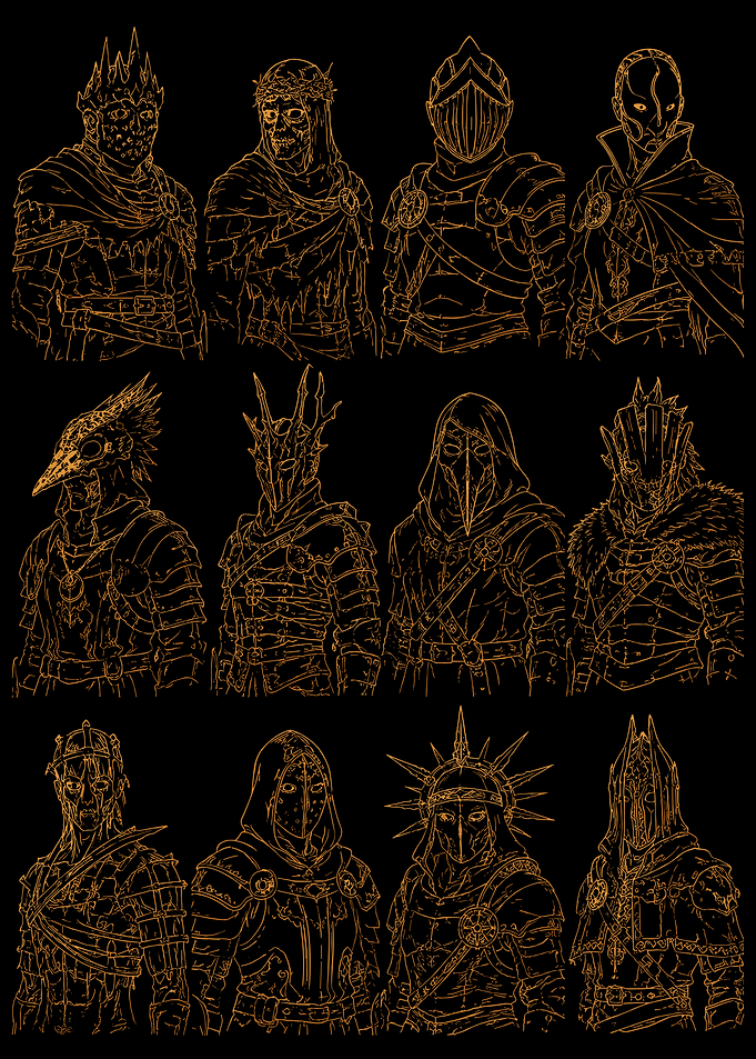 Mortal Shell Bosses Line Art