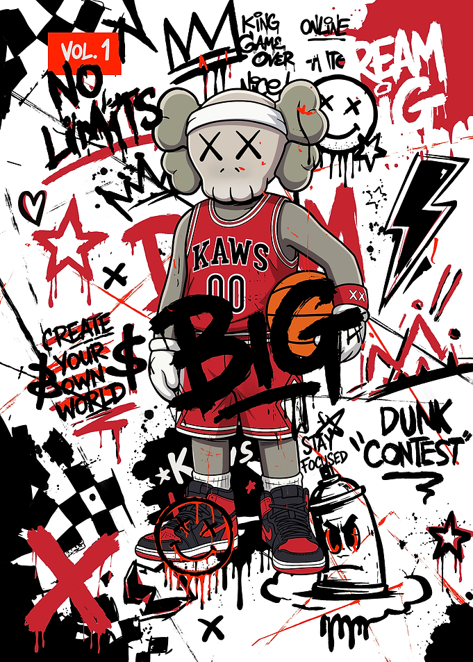 KAWS Basketball Street Art Poster