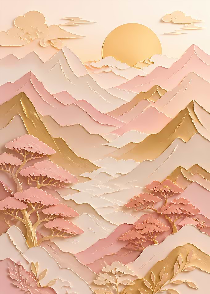 1637 Pastel Paper Cut Mountain Dawn