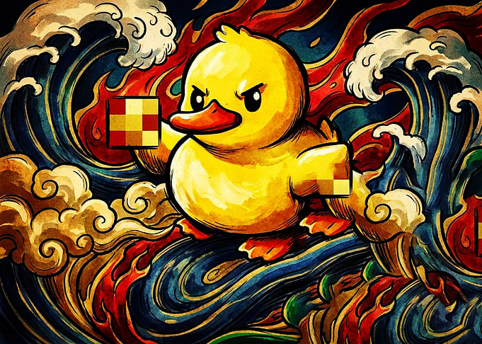 Angry Rubber Duck Ukiyo-e Style