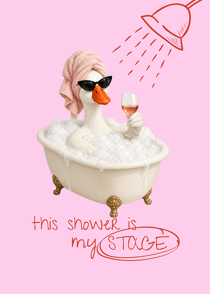 Stylish Goose Relaxing in Bathtub
