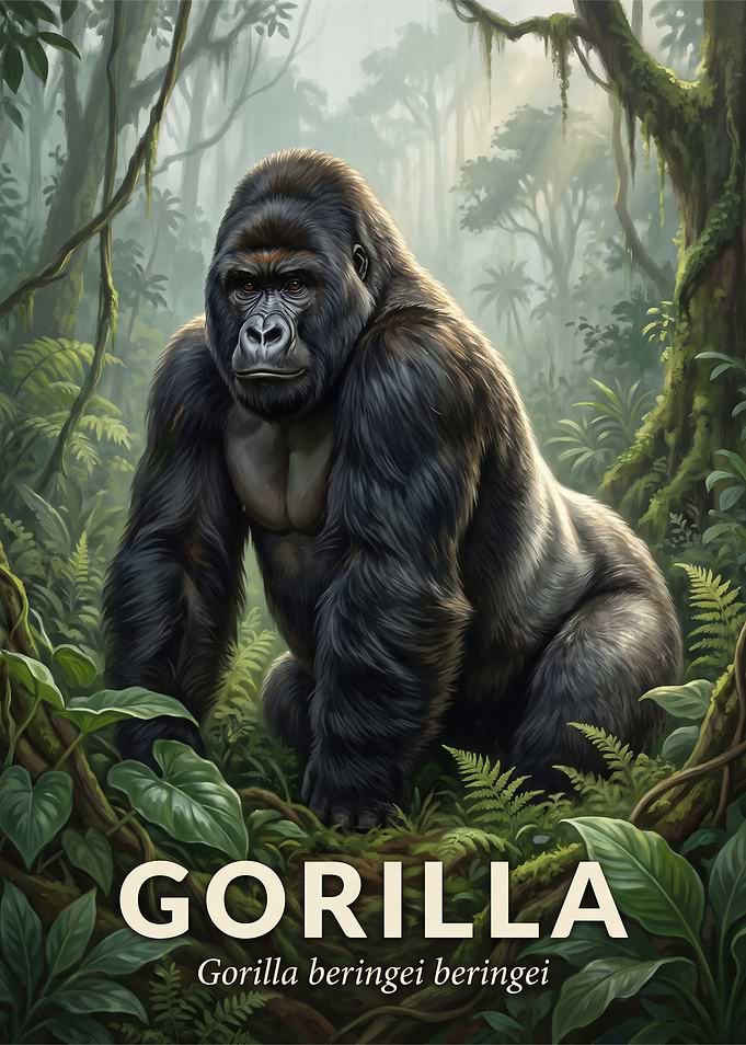 Majestic Mountain Gorilla in Jungle