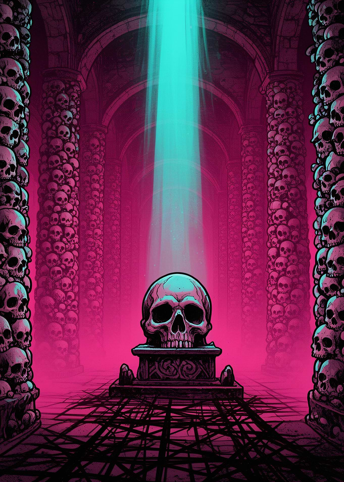 Skull Altar in Neon Catacomb