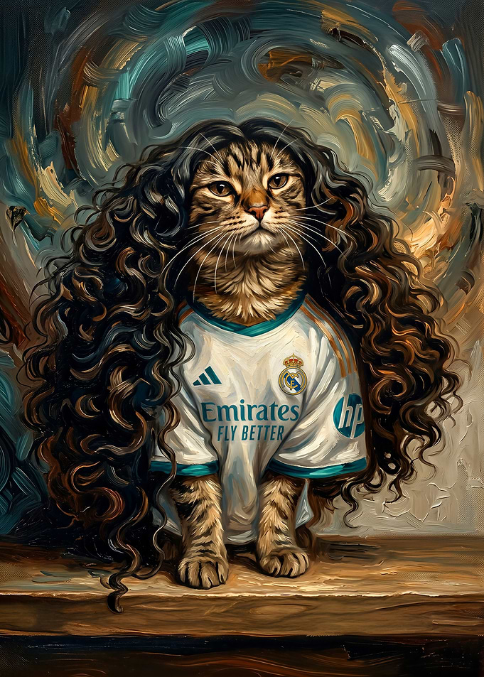 Cat Wearing Real Madrid Jersey