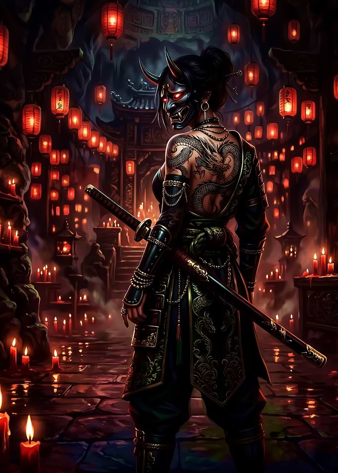 Oni Masked Samurai Warrior