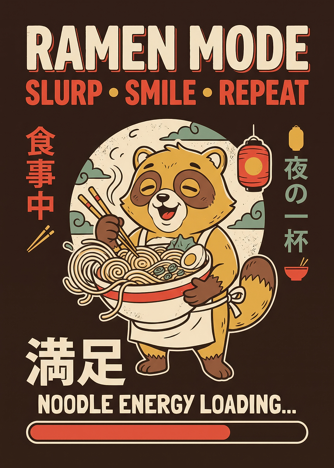 Ramen Mode Tanuki Noodle Poster