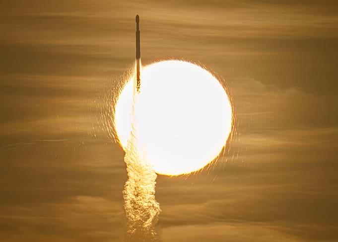 SpaceX Rocket Launch Against Sun
