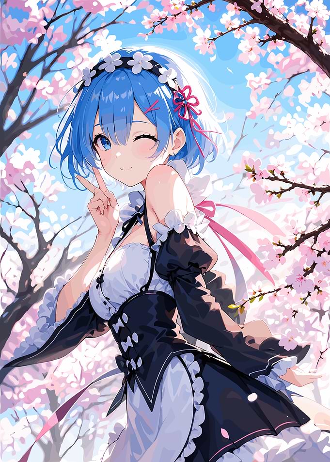 Rem from Re:Zero Under Cherry Blossoms
