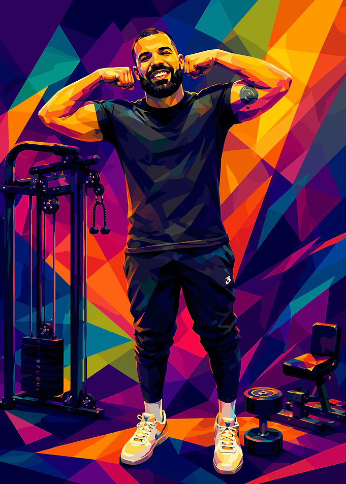 Drake Low Poly Gym Portrait