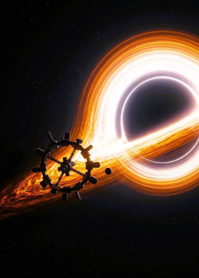 Interstellar Space Station and Black Hole