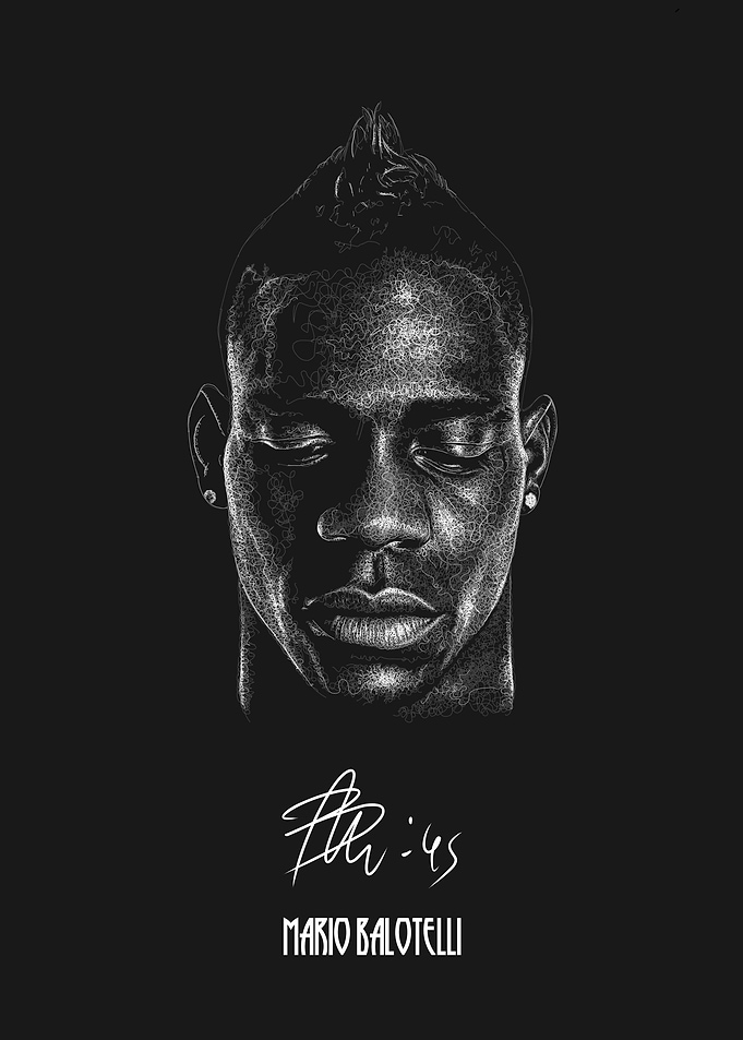 Mario Balotelli Portrait Art Print
