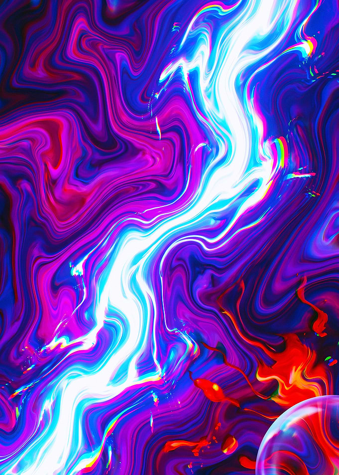 Vibrant Abstract Liquid Marble Flow