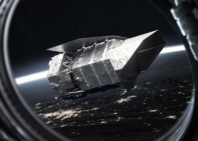 Satellite Orbiting Earth at Night