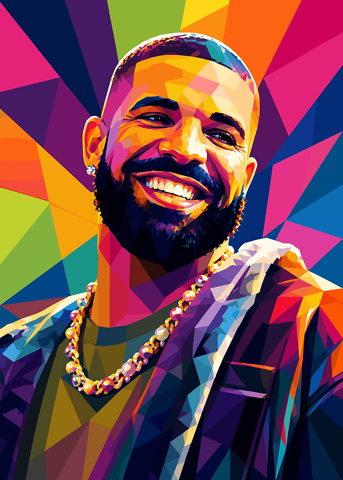 Colorful Geometric Portrait of Drake