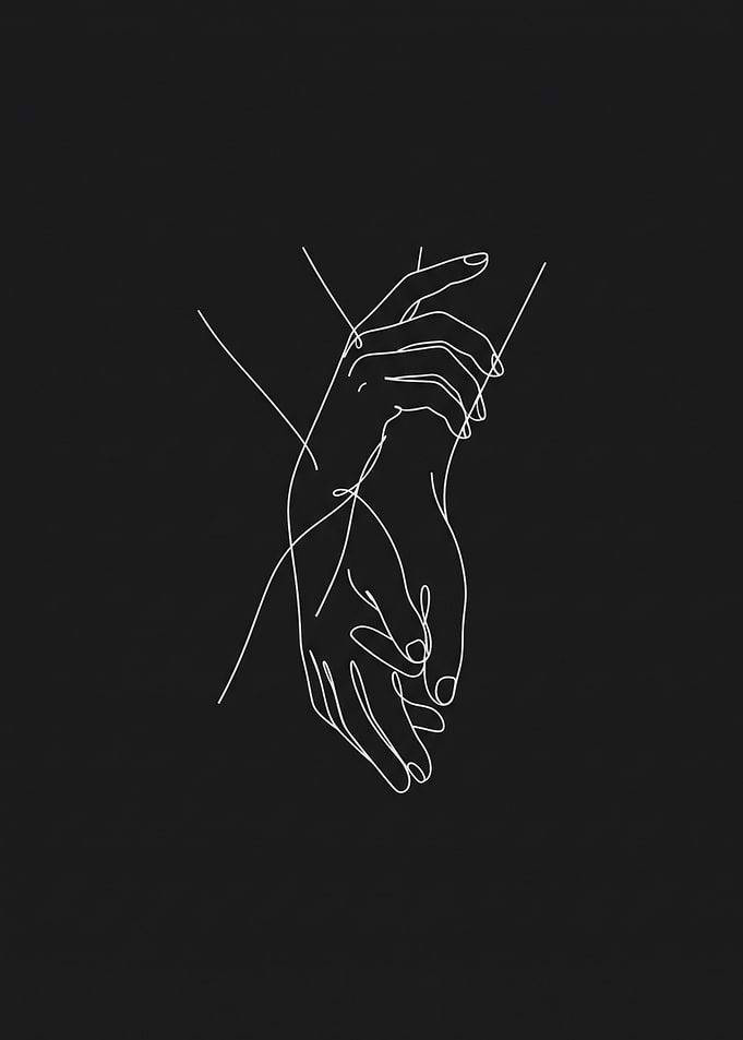 Minimalist Line Art Holding Hands