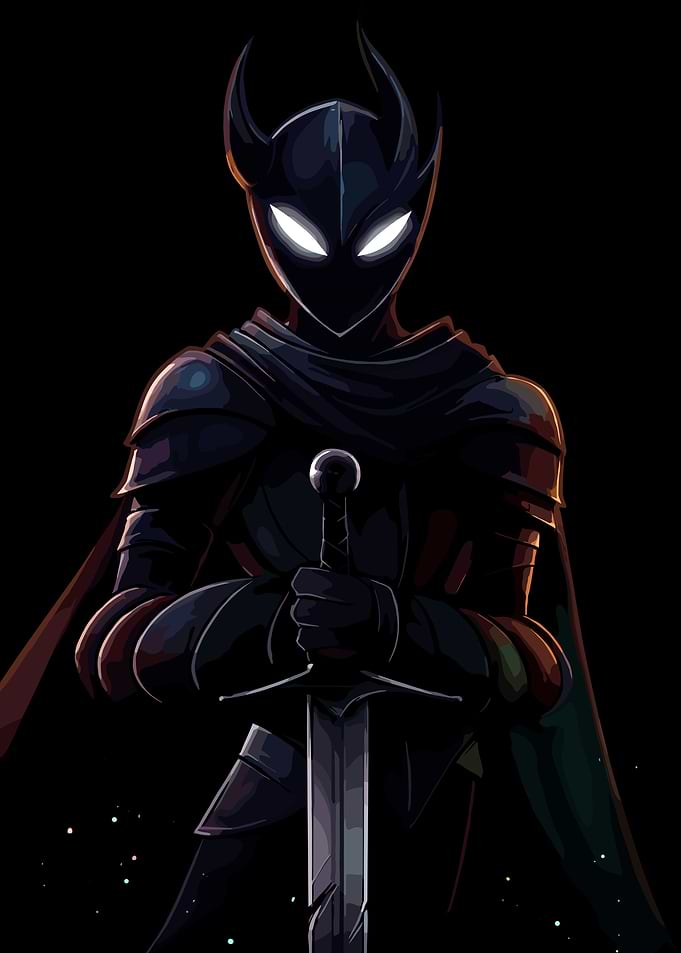 Dark Knight with Glowing Eyes