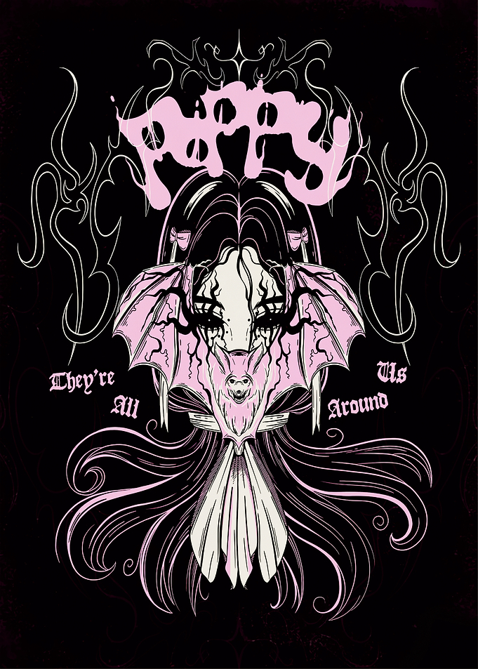 Poppy Gothic Bat Girl Illustration