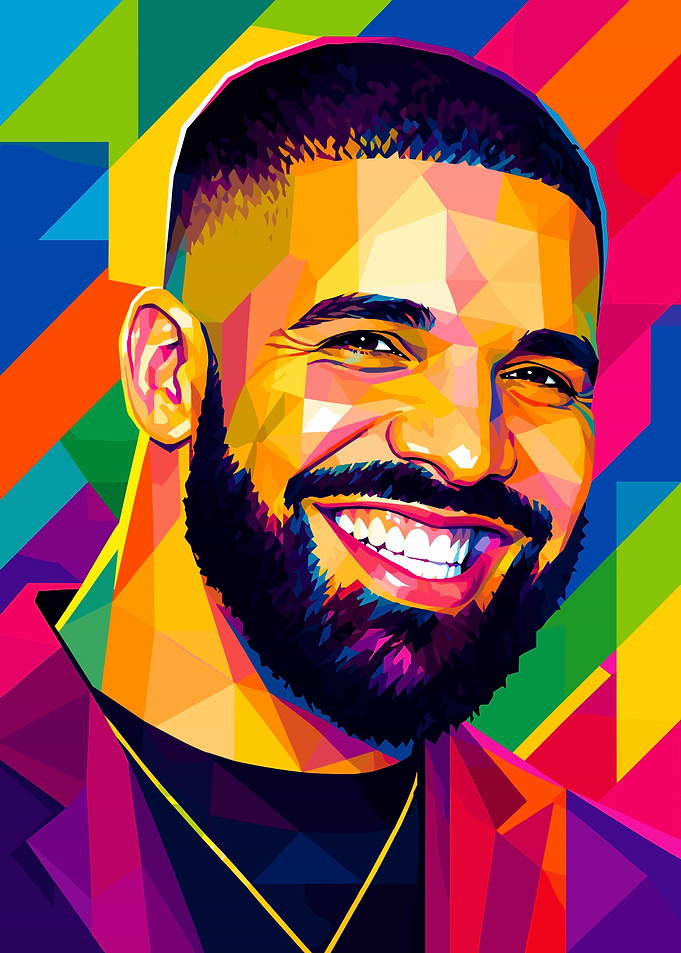 Colorful Geometric Pop Art Portrait of Drake