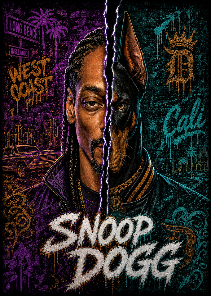 Snoop Dogg Doberman Split Portrait