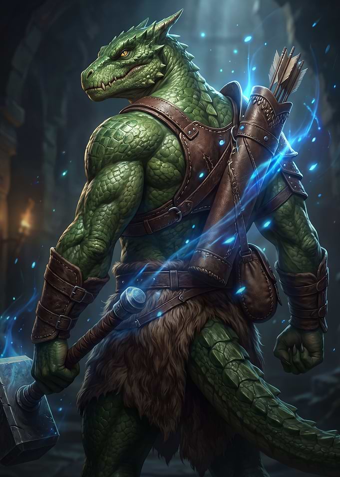 Green Dragonborn Warrior
